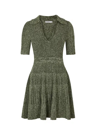 Jonathan Simkhai Patricia Space-dyed Ribbed-knit Mini Polo Dress In Green