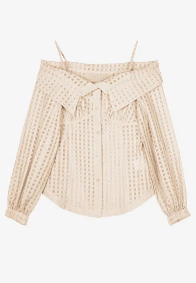 Jonathan Simkhai Paulina Cold Shoulder Top In Nude