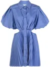 Jonathan Simkhai Puff-sleeve Cut-out Shirt Dress In Blau
