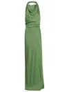 Jonathan Simkhai Reannon Draped Gown In Deep Peridot