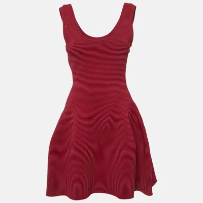 Pre-owned Jonathan Simkhai Red Textured Stretch Knit Flared Mini Dress M