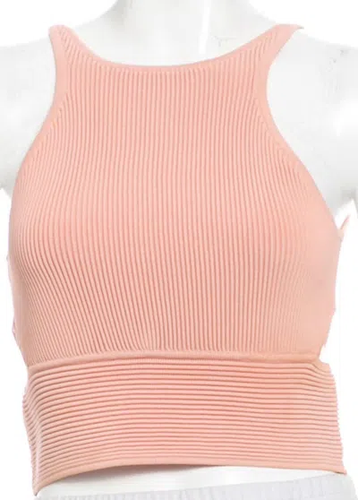 Pre-owned Jonathan Simkhai Ribbed-knit Crop Top Sz Xs, S - In Pink