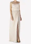 Jonathan Simkhai Rory Pleated Strapless Gown With Crossover Front In Pink
