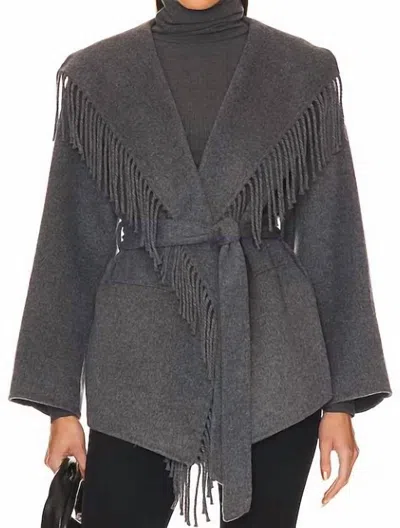 Jonathan Simkhai Rowen Fringe Jacket In Grey Melange