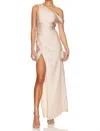 Simkhai One-shoulder Satin Maxi Dress In Pink
