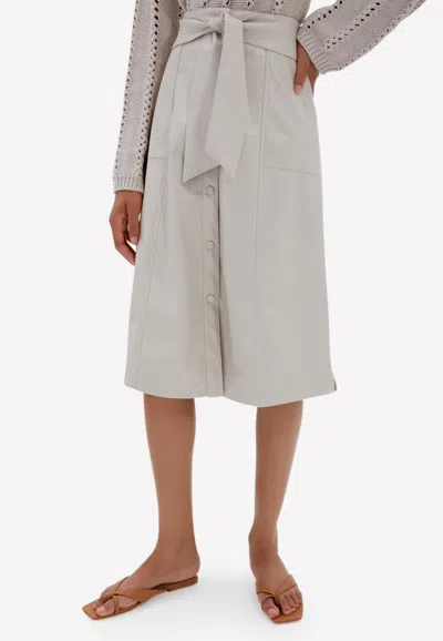 Jonathan Simkhai Shyla Tie-waist Leather Skirt In Gray