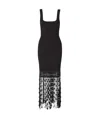 Jonathan Simkhai Signa Sleeveless Lattice Fringe Dress In Black In Black