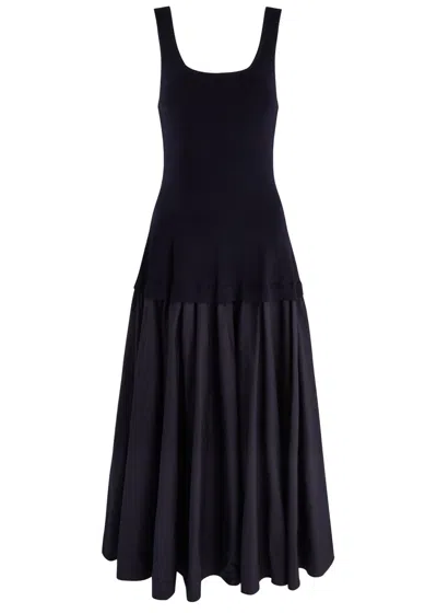 Jonathan Simkhai Silas Stretch-knit And Cotton Midi Dress In Black