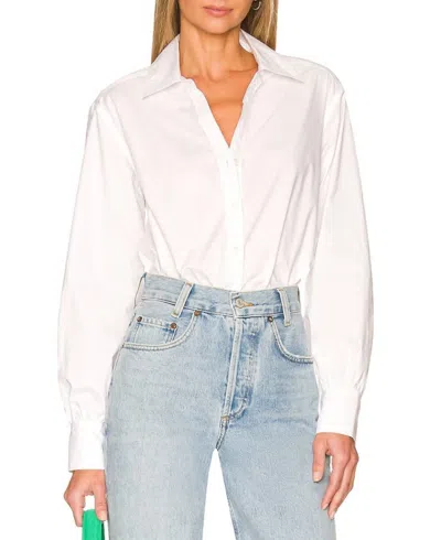 Jonathan Simkhai Skyler Ls Tie Back Buttondown Shirt In White