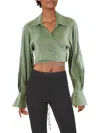 Jonathan Simkhai Sonoma Womens Linen Cropped Wrap Top In Multi