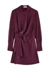 Simkhai Jonathan  Talit Draped Satin Mini Dress In Burgundy