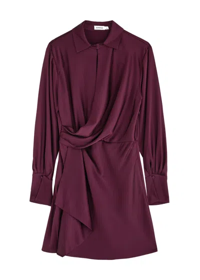 Jonathan Simkhai Talit Draped Satin Mini Dress In Burgundy