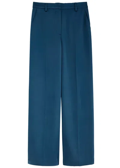 Jonathan Simkhai Tavar Wide-leg Satin Trousers In Blue