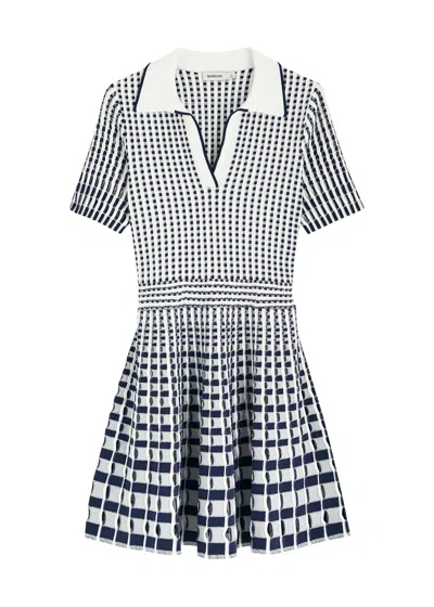 Jonathan Simkhai Tovi Checked Knitted Mini Dress In Navy