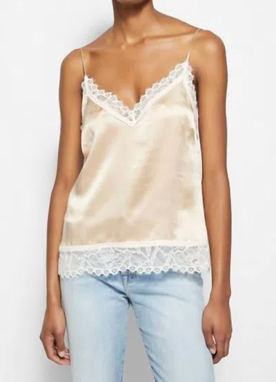 Jonathan Simkhai Trinity Stretch Lace Silk Cami Top In Champagne In Gold