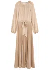 Shop Jonathan Simkhai Varenya Belted Metallic Maxi Dress In Gold
