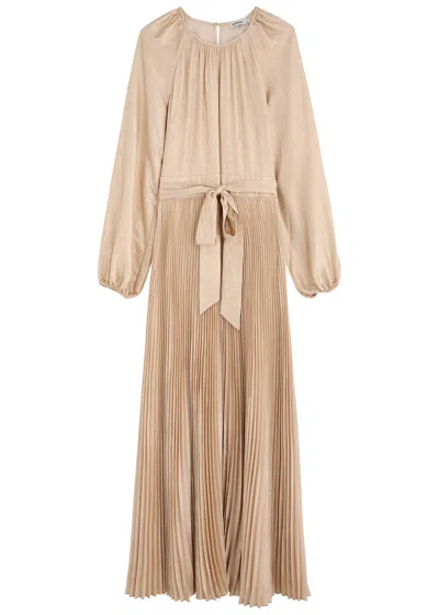 Jonathan Simkhai Varenya Belted Metallic Maxi Dress In Gold