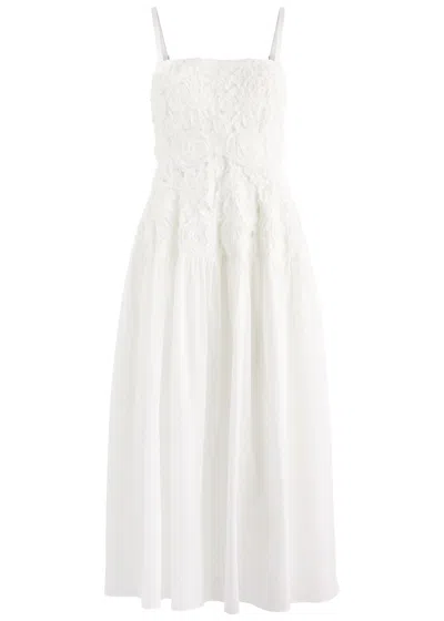 Jonathan Simkhai Veronica Floral-appliquéd Cotton Midi Dress In White