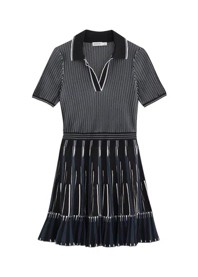 Jonathan Simkhai Weslee Striped-intarsia Knitted Mini Dress In Navy