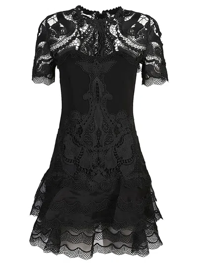 Simkhai Women's Lace Appliqué A-line Minidress In Black
