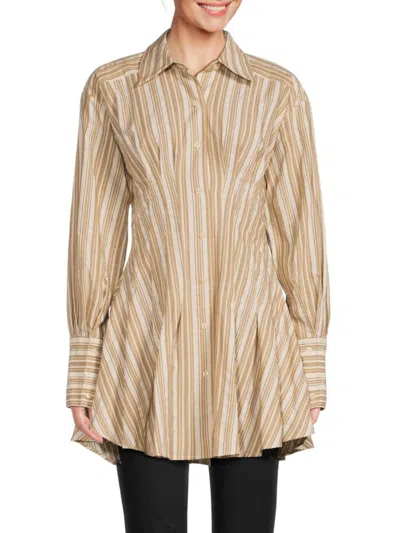 Jonathan Simkhai Women's Felicity Striped Mini Shirtdress In Beige