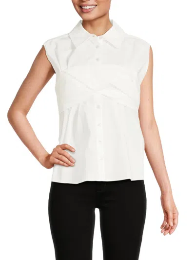 Jonathan Simkhai Women's Rainey Sleeveless Shirt In White