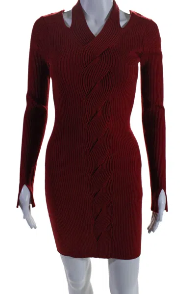 Jonathan Simkhai Womens Long Sleeve Alejandra Twisted Cable Dress Red