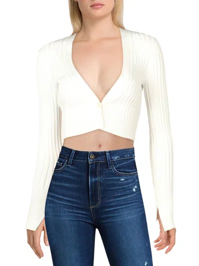 Jonathan Simkhai Womens Ribbed Solid Crop Sweater In White