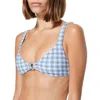 Simkhai Seersucker Plaid Ring-front Bikini Top In Blue