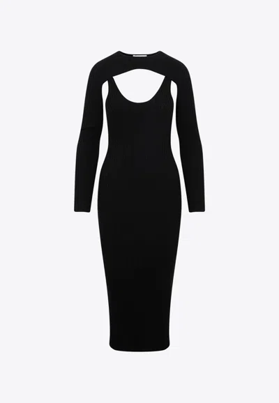 Jonathan Simkhai X Wolford Knitted Midi Dress With Cut-outs In Black