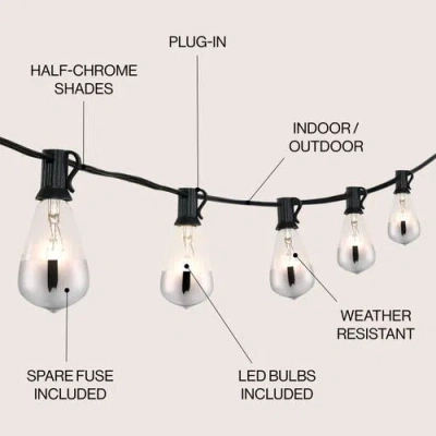 Jonathan Y 10-light Indoor/outdoor Rustic Industrial Incandescent C7 Half-chrome Bulb String Lights In Black