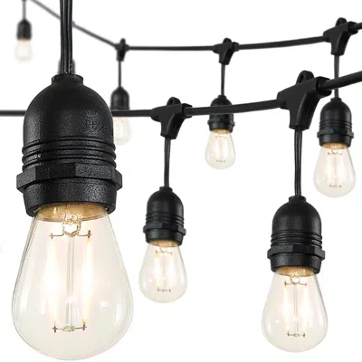 Jonathan Y 15-light Indoor/outdoor 48 Ft. Rustic Industrial Led S14 Edison Buld String Lights In Black