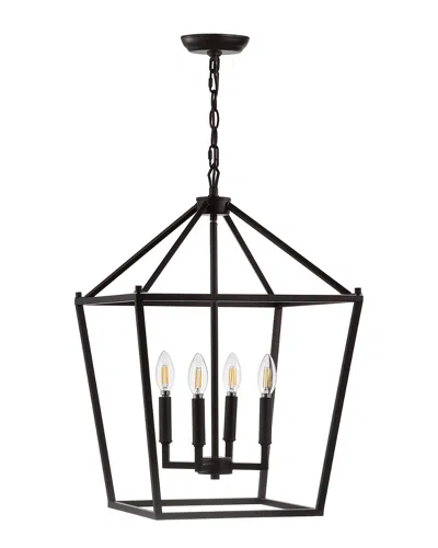 Jonathan Y 4-light Pagoda Bronze Pendant In Black