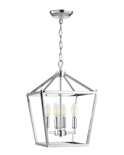 Jonathan Y 4-light Pagoda Chrome Pendant In White