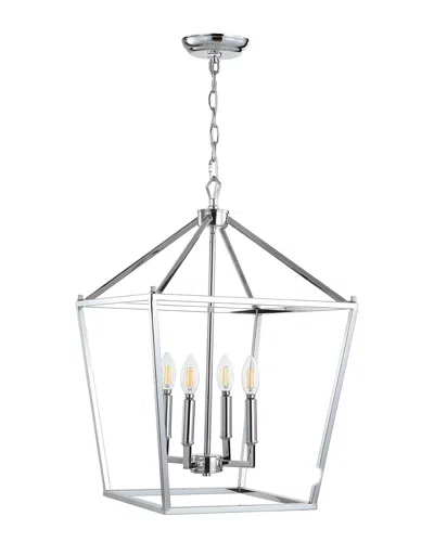 Jonathan Y 4-light Pagoda Chrome Pendant In Silver
