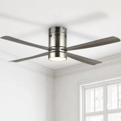 Jonathan Y 52" Theo 4 - Blade Led Smart Standard Ceiling Fan With Remote Control And Light Kit Included In Gray