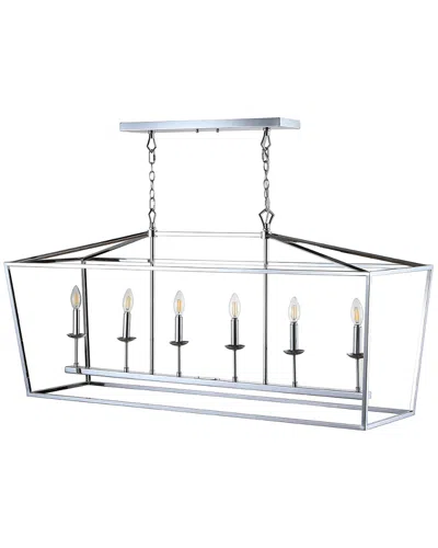 Jonathan Y 6-light Pagoda Chrome Pendant In White