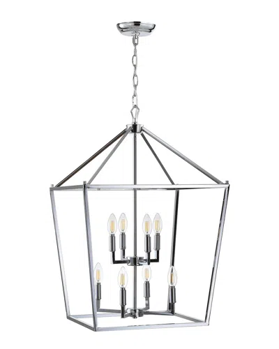 Jonathan Y 8-light Pagoda Chrome Pendant In Silver