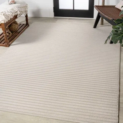 Jonathan Y Aarhus High-low Minimalist Scandi Striped Indoor/outdoor Area Rug In Ivory/cream