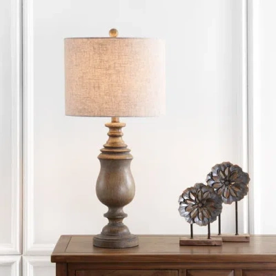 Jonathan Y Abeline Resin Led Table Lamp In Brown