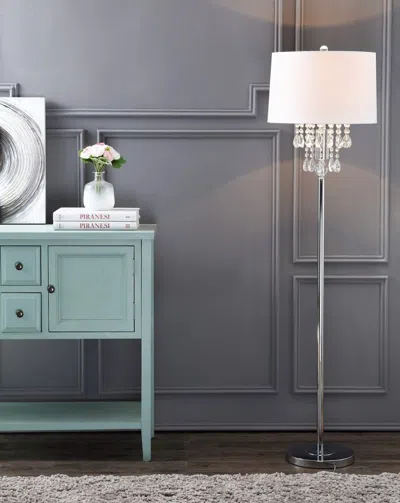 Jonathan Y Abigail 61" Crystal / Metal Led Floor Lamp In Gray