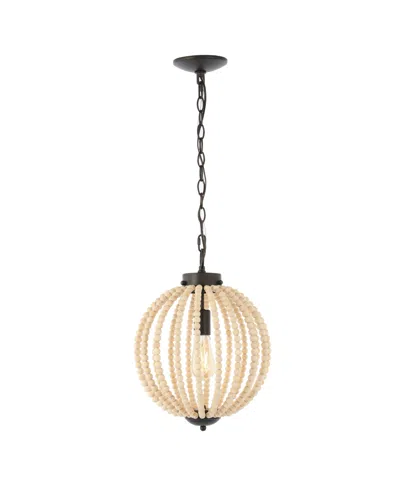 Jonathan Y Abril 12.5" 1-light Rustic Bohemian Iron, Wood Bead Led Pendant