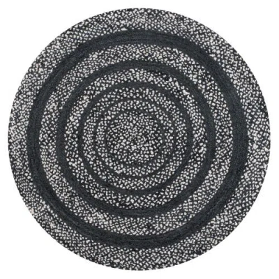 Jonathan Y Abyss Braided Bohemian Coastal Round Jute Round Area Rug In Black/white