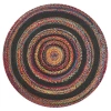 Jonathan Y Abyss Braided Bohemian Coastal Round Jute Black/white Round Area Rug In Red/multi