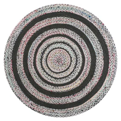 Jonathan Y Abyss Braided Bohemian Coastal Round Jute Round Area Rug In White/multi
