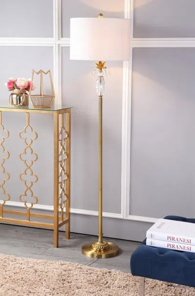 Jonathan Y Adalyn 61" Crystal / Metal Led Floor Lamp In Gold