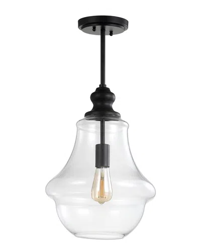 Jonathan Y Adam 12in Adjustable Metal Glass Led Pendant In Black