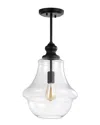 Jonathan Y Adam 12in Adjustable Metal Glass Led Pendant