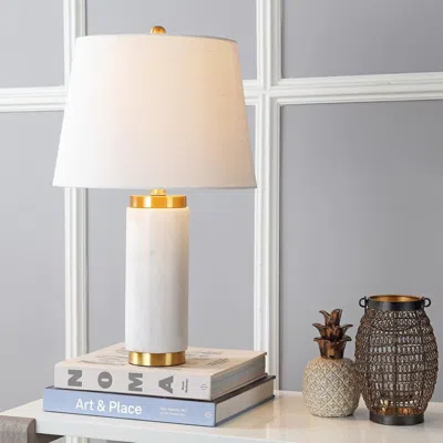 Jonathan Y Adams 23" Marble Led Table Lamp In Orange