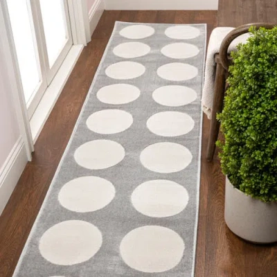 Jonathan Y Adrian Modern Geometric Circle Dot High-low Area Rug In Light Gray/cream